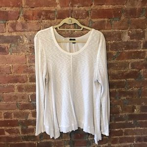 Anthropologie White Flowy Handkerchief Hem Shirt